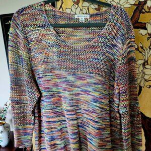 JOHN PAUL RICHARD Lightweight Openwork Knit Multicolor Melange Sweater inXXL